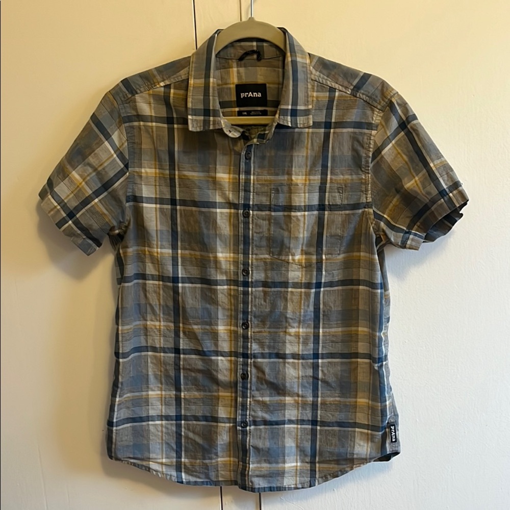 Prana Men's Blue Plaid Shirt